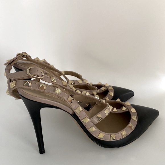 Valentino Rockstud Leather Sling Back Shoes Heels - Picture 8 of 15